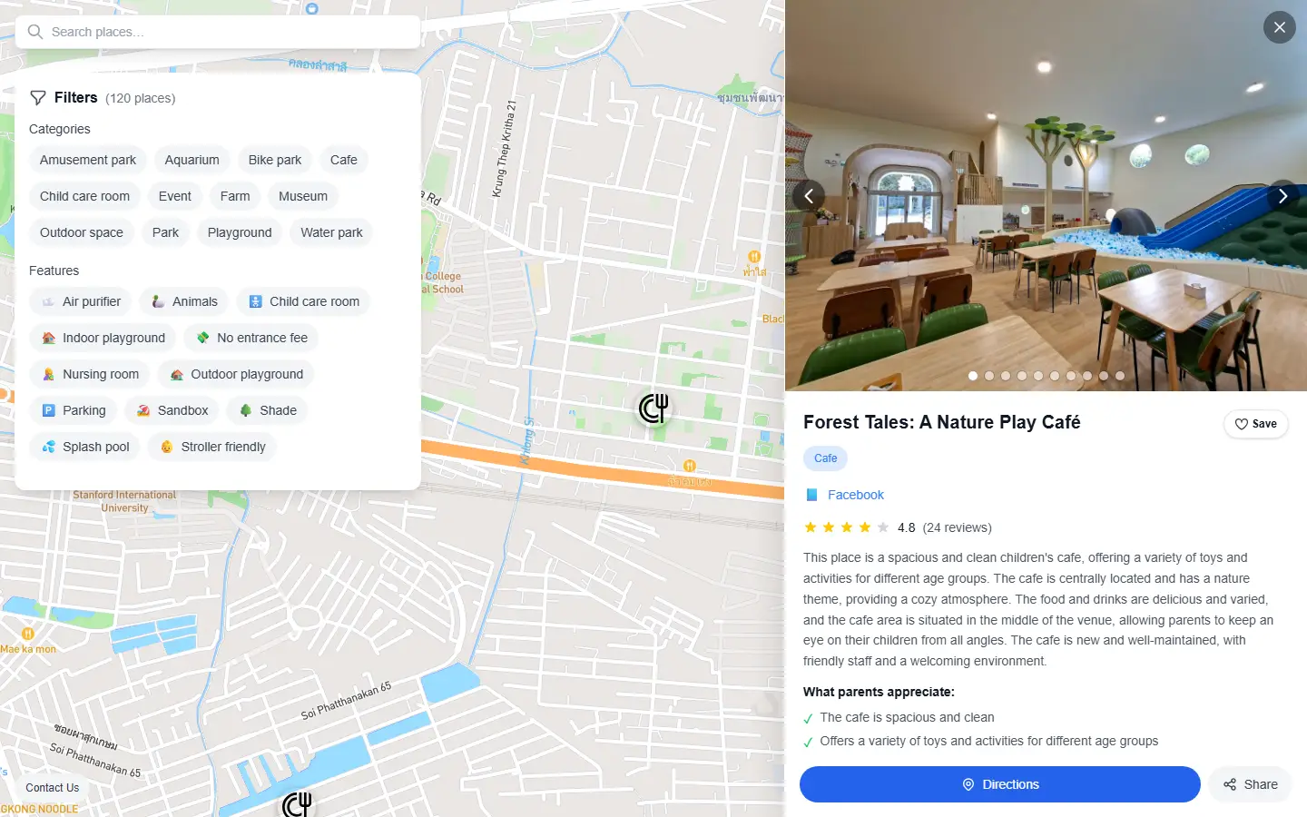 Place details with a photo gallery in the map bottom sheet